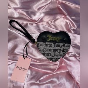 Juicy couture gothic print heart wristlet